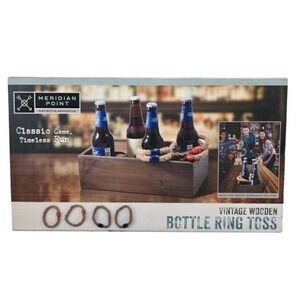 Meridian Point Wooden Ring Toss Game Vintage Bottle Target Set New‎ in Box